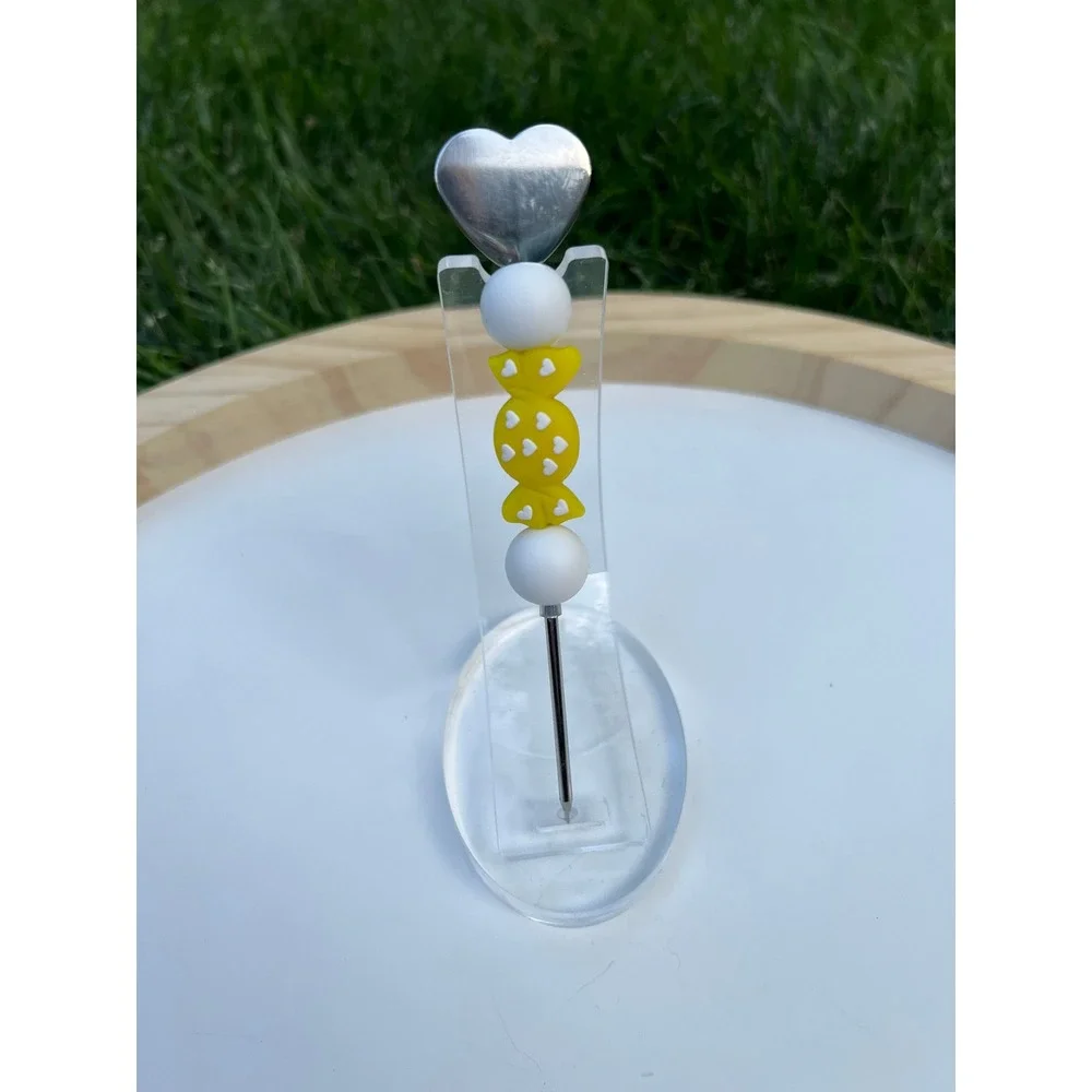 Yellow Candy Beaded Cookie Scribe Royal Icing Silicone Beads